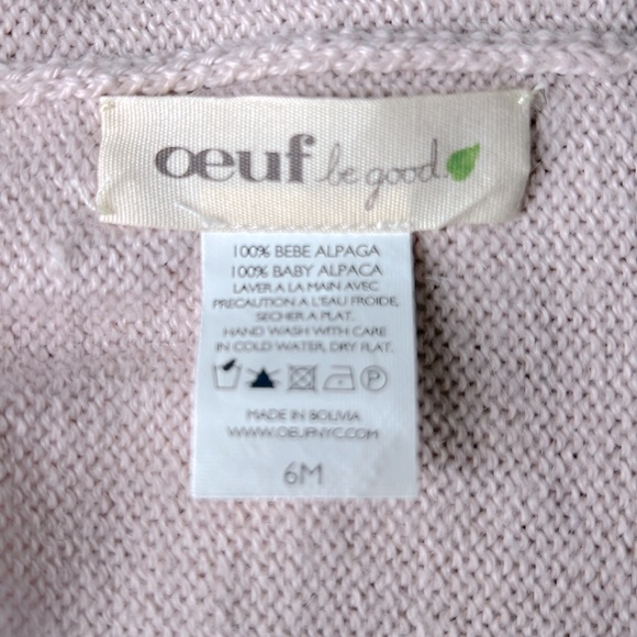 OEUF Be Good Baby Girl’s 100% Baby Alpaca Pink Knit Beanie Hat Size: 6M - Picture 4 of 5
